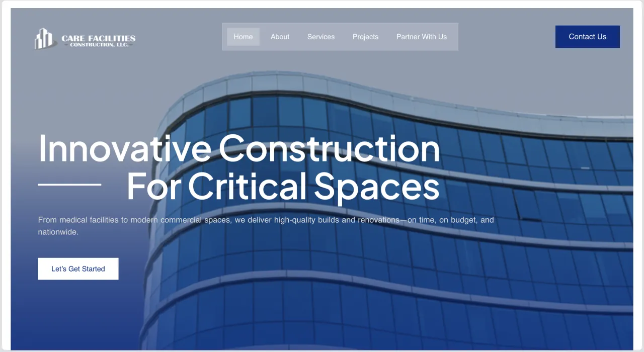 Care Facilities Construction website homepage (opens cfcbuilds.com)