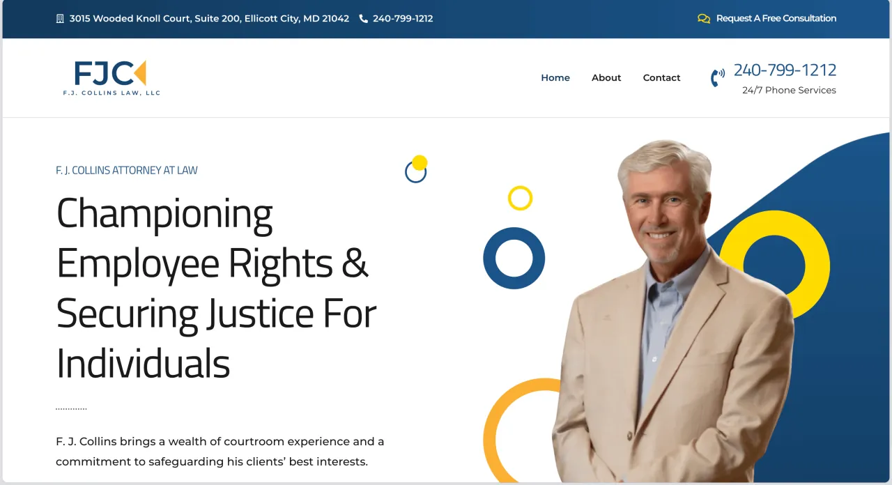 F. J. Collins Law website homepage (opens fjcollinslaw.com)